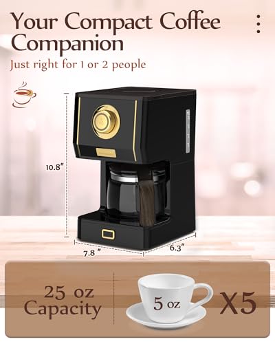 Amaste Coffee Maker, 25 Oz Drip Retro Style Coffee Machine with Glass Coffee Pot with Reusable Coffee Filter & Three Brewing Modes, Warming Plate, CM 1003AE-Black - My Kitchen Products