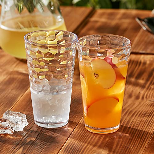 Amazing Abby - Iceberg - 24-Ounce Plastic Tumblers (Set of 8), Plastic Drinking Glasses, All-Clear High-Balls, Reusable Cups, Stackable, BPA-Free, Shatter-Proof, Dishwasher-Safe - My Kitchen Products