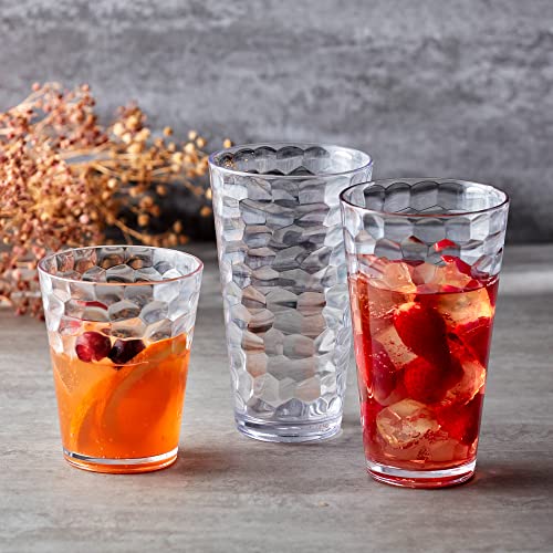 Amazing Abby - Iceberg - 24-Ounce Plastic Tumblers (Set of 8), Plastic Drinking Glasses, All-Clear High-Balls, Reusable Cups, Stackable, BPA-Free, Shatter-Proof, Dishwasher-Safe - My Kitchen Products