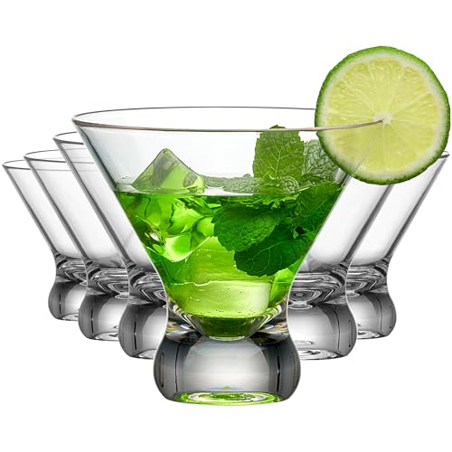 Amazing Abby, Olivia, 10-Ounce Plastic Stemless Martini Glasses (Set of 6), Reusable Cocktail Glasses