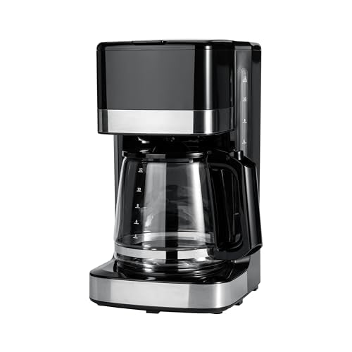 Amazon Basics 12 Cup Drip Coffee Maker with Glass Carafe (1.9 Qt), Auto Shut-off, Auto Pause, Removable Filter Basket, Black & Silver - My Kitchen Products