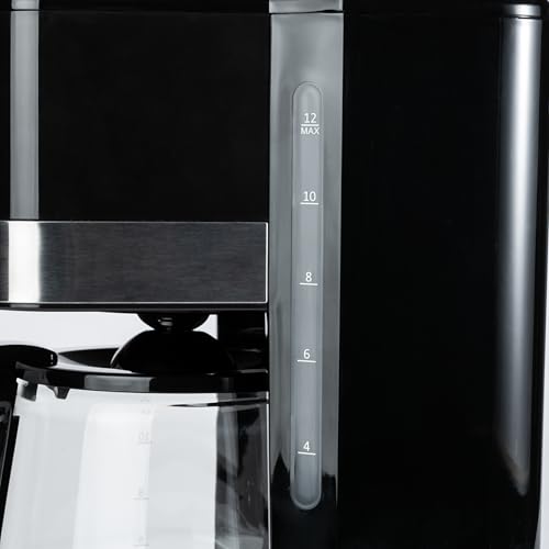 Amazon Basics 12 Cup Drip Coffee Maker with Glass Carafe (1.9 Qt), Auto Shut-off, Auto Pause, Removable Filter Basket, Black & Silver - My Kitchen Products