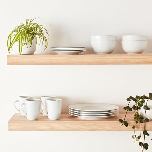 Amazon Basics 16-Piece Porcelain Dinnerware Set, Microwave and Dishwasher Safe, Service for 4, Plates, Bowls and Mugs, White - My Kitchen Products