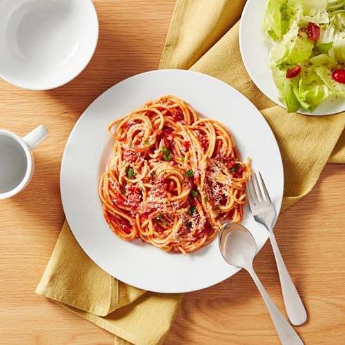 Amazon Basics 16-Piece Porcelain Dinnerware Set, Microwave and Dishwasher Safe, Service for 4, Plates, Bowls and Mugs, White - My Kitchen Products