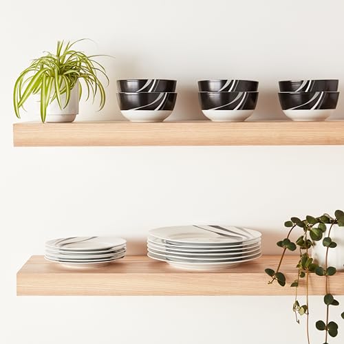 Amazon Basics 18-Piece Complete Kitchen Dinnerware Set, Microwave and Dishwasher Safe, Plates, Dishes, Bowls, Swirl, Heat Resistant, Service for 6, Everyday Use - My Kitchen Products