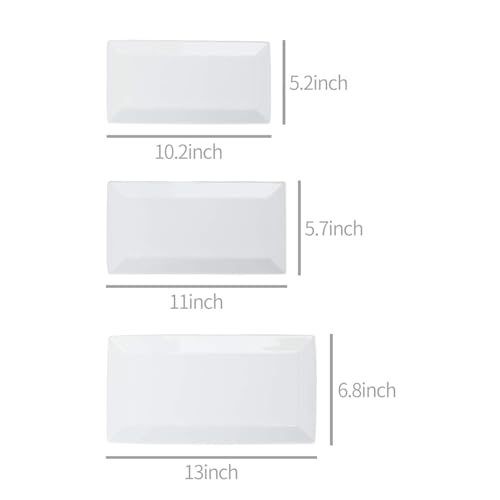 Amazon Basics 3-Piece Porcelain Serving Platters, Oven Safe, for Entertaining, Appetizer, Dinner, Dessert, 12.75 inch, 11 inch, 10 inch, White - My Kitchen Products