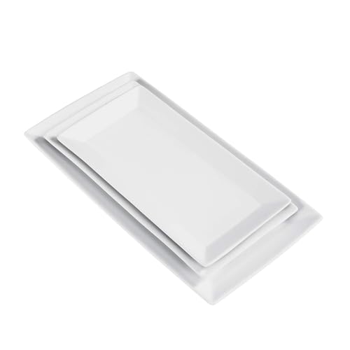 Amazon Basics 3-Piece Porcelain Serving Platters, Oven Safe, for Entertaining, Appetizer, Dinner, Dessert, 12.75