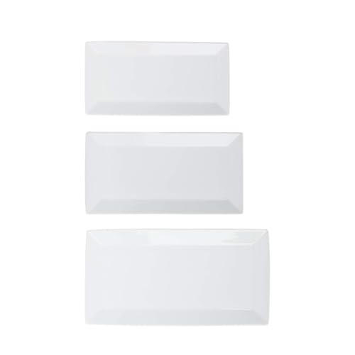 Amazon Basics 3-Piece Porcelain Serving Platters, Oven Safe, for Entertaining, Appetizer, Dinner, Dessert, 12.75 inch, 11 inch, 10 inch, White - My Kitchen Products