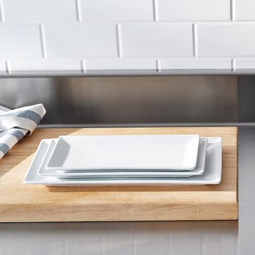 Amazon Basics 3-Piece Porcelain Serving Platters, Oven Safe, for Entertaining, Appetizer, Dinner, Dessert, 12.75 inch, 11 inch, 10 inch, White - My Kitchen Products