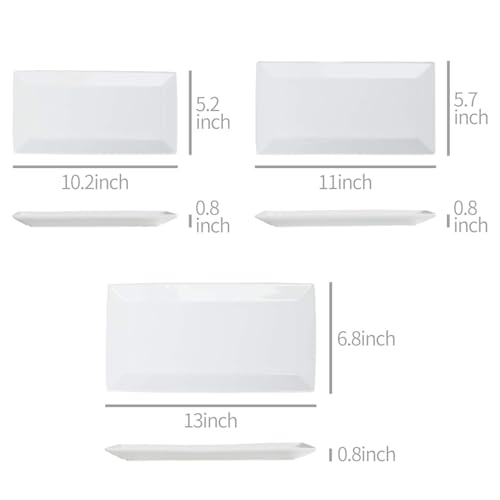 Amazon Basics 3-Piece Porcelain Serving Platters, Oven Safe, for Entertaining, Appetizer, Dinner, Dessert, 12.75 inch, 11 inch, 10 inch, White - My Kitchen Products