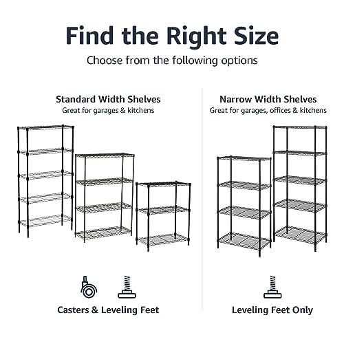 Amazon Basics 3-Shelf Adjustable Heavy Duty Steel Wire Rack Storage Shelving Organizer with Storage Space, Versatility and Ease of Use for Kitchen, Garage, 23.2" L x 13.4" W x 30" H, Black - My Kitchen Products