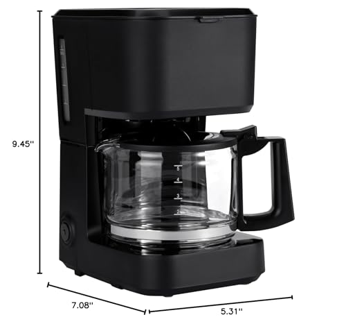 Amazon Basics 5 Cup Drip Coffee Maker with Glass Coffee Pot (0.8 Qt), Auto Shut-off, Auto Pause, Removable Filter Basket, Matte Black - My Kitchen Products