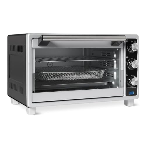 Amazon Basics 6-Slice 23-QT Toaster Oven with Built-In Air Fryer, 7-In-1 Cooking Options, 60-Min Timer & Adjustable Temperature (200°F - 450°F), With Accessories, 1500W, Stainless Steel, Silver/Gray - My Kitchen Products