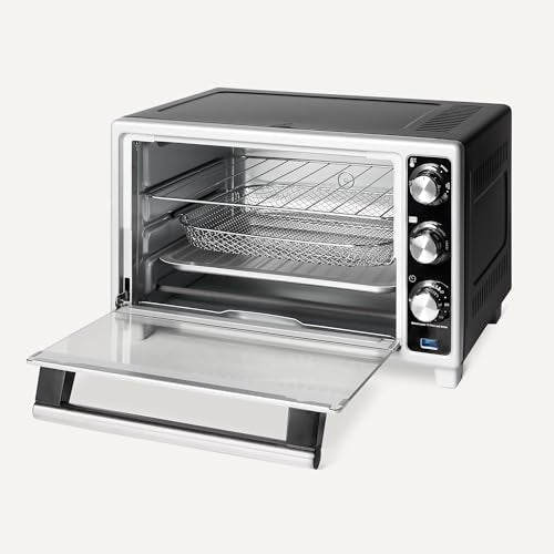 Amazon Basics 6-Slice 23-QT Toaster Oven with Built-In Air Fryer, 7-In-1 Cooking Options, 60-Min Timer & Adjustable Temperature (200°F - 450°F), With Accessories, 1500W, Stainless Steel, Silver/Gray - My Kitchen Products