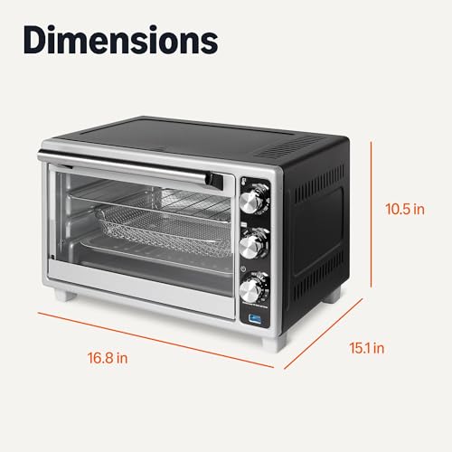 Amazon Basics 6-Slice 23-QT Toaster Oven with Built-In Air Fryer, 7-In-1 Cooking Options, 60-Min Timer & Adjustable Temperature (200°F - 450°F), With Accessories, 1500W, Stainless Steel, Silver/Gray - My Kitchen Products