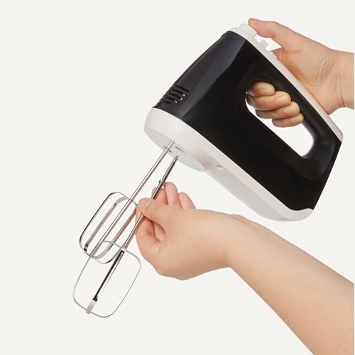 Amazon Basics 6-Speed Electric Hand Mixer with Turbo and Stainless Steel Whisk, Snap-On Storage Case, 250 Watts, Black - My Kitchen Products