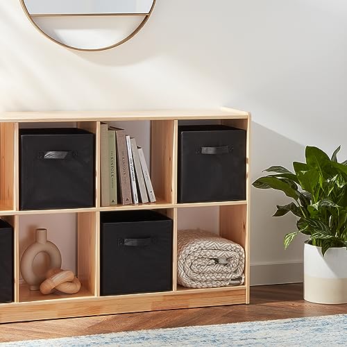 Amazon Basics Collapsible Fabric Storage Bins Organizer with Handles, Sturdy, Foldable, 10.5" x 10.5" x 11", Black, 6-Pack - My Kitchen Products
