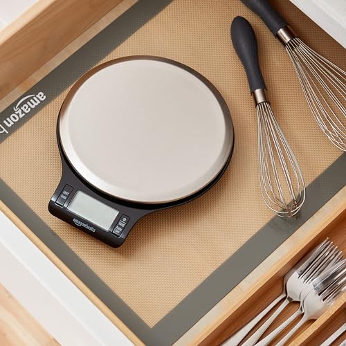 Amazon Basics Digital Kitchen Scale with LCD Display, Tare Function, Multiple Units, Weighs up to 11 Pounds, Batteries Included, Black and Stainless Steel - My Kitchen Products