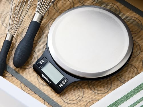 Amazon Basics Digital Kitchen Scale with LCD Display, Tare Function, Multiple Units, Weighs up to 11 Pounds, Batteries Included, Black and Stainless Steel - My Kitchen Products