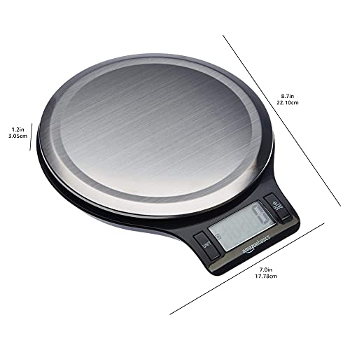 Amazon Basics Digital Kitchen Scale with LCD Display, Tare Function, Multiple Units, Weighs up to 11 Pounds, Batteries Included, Black and Stainless Steel - My Kitchen Products
