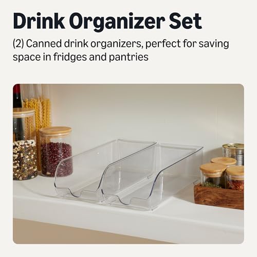 Amazon Basics Food and Drink Can Organizer for Fridge or Pantry, 2-Piece Set, Self-Dispensing, Transparent Sides, non-stackable - My Kitchen Products