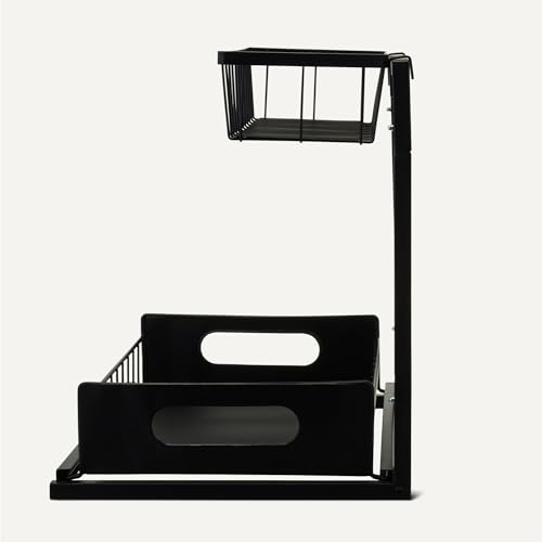 Amazon Basics L-Shape Under Sink Storage Pull Out Cabinet Organizer, Space-Saving Design, Durable and Rust-Resistant, Black, Pack of 2 - My Kitchen Products