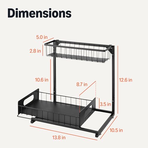 Amazon Basics L-Shape Under Sink Storage Pull Out Cabinet Organizer, Space-Saving Design, Durable and Rust-Resistant, Black, Pack of 2 - My Kitchen Products