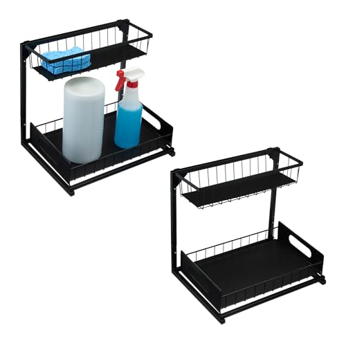 Amazon Basics L-Shape Under Sink Storage Pull Out Cabinet Organizer, Space-Saving Design, Durable and Rust-Resistant