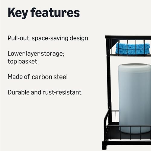 Amazon Basics L-Shape Under Sink Storage Pull Out Cabinet Organizer, Space-Saving Design, Durable and Rust-Resistant, Black, Pack of 2 - My Kitchen Products