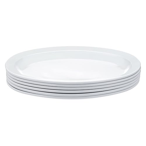 Amazon Basics Melamine Oval Serving Platter for Restaurants and Home, Dishwasher Safe, BPA Free, Break and Crack Resistant, Narrow Rim, 13" x 9.75", White, 6-Piece Set - My Kitchen Products
