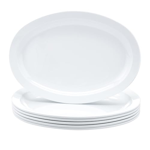 Amazon Basics Melamine Oval Serving Platter for Restaurants and Home, Dishwasher Safe, BPA Free, Break and Crack