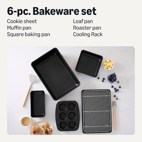 Amazon Basics Nonstick Bakeware 6-Piece Set, Stackable, Dishwasher and Oven-Safe, Baking Pan - My Kitchen Products