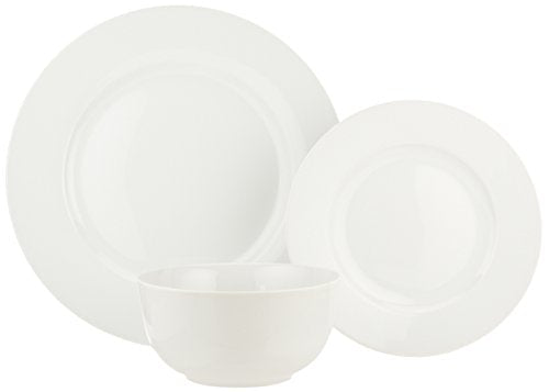 Amazon Basics Porcelain Dinnerware Set, Microwave and Dishwasher Safe, Service for 6, 18-Piece, Plates, Bowls, White - My Kitchen Products