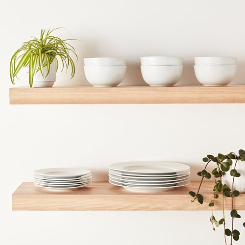 Amazon Basics Porcelain Dinnerware Set, Microwave and Dishwasher Safe, Service for 6, 18-Piece, Plates, Bowls, White - My Kitchen Products