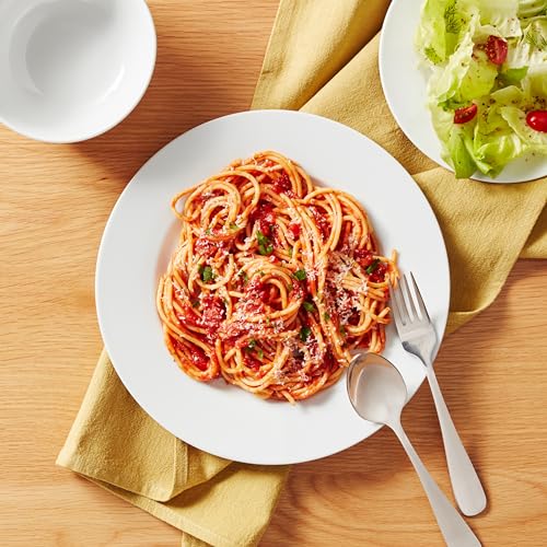 Amazon Basics Porcelain Dinnerware Set, Microwave and Dishwasher Safe, Service for 6, 18-Piece, Plates, Bowls, White - My Kitchen Products
