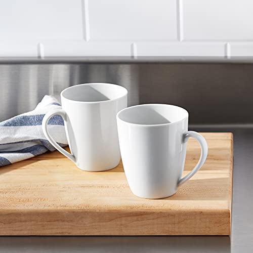 Amazon Basics Porcelain Heat Resistant Coffee Mugs, Microwave and Oven Safe, 12 oz, White, 12 Count - My Kitchen Products