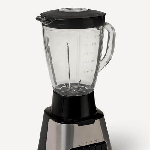 Amazon Basics Powerful 700W Countertop Blender with 6-Cup (50 Fl. Oz) Glass Jar, 6 Pre-Programmed Functions, Ice Crush, Stainless Steel Blades, Black & Silver - My Kitchen Products