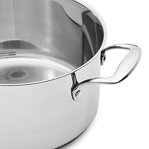 Amazon Basics Stainless Steel Cookware 11-Piece Set, Oven Safe, Induction-Ready, Even Heating, Non Toxic, Stay-Cool Handles, Pots and Pans, All Stovetops, Glass Lids, Silver - My Kitchen Products