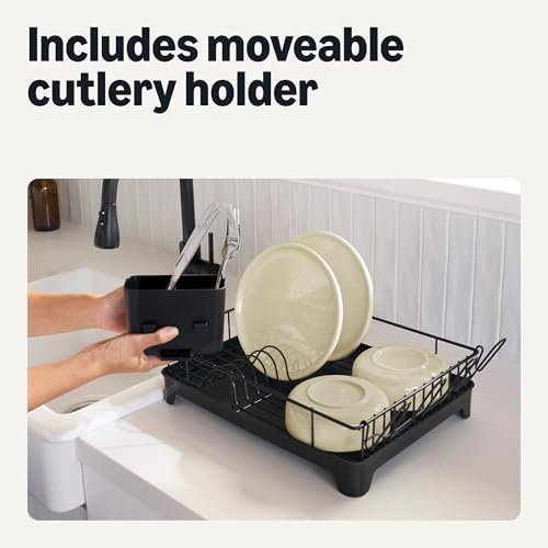 Amazon Basics Stainless Steel Dish Drying Rack, 15.2 x 11.6 x 4 in., Black - My Kitchen Products