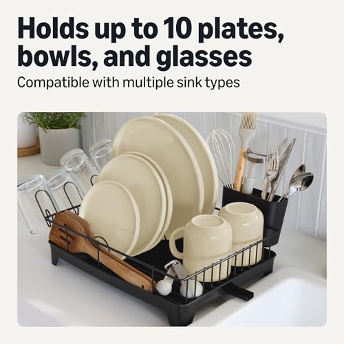 Amazon Basics Stainless Steel Dish Drying Rack, 15.2 x 11.6 x 4 in., Black - My Kitchen Products