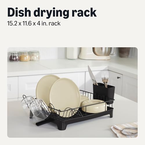 Amazon Basics Stainless Steel Dish Drying Rack, 15.2 x 11.6 x 4 in., Black - My Kitchen Products