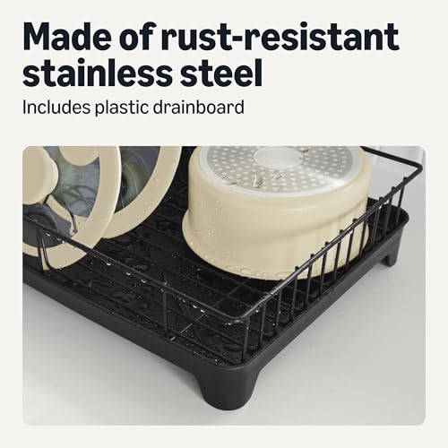 Amazon Basics Stainless Steel Dish Drying Rack, 15.2 x 11.6 x 4 in., Black - My Kitchen Products