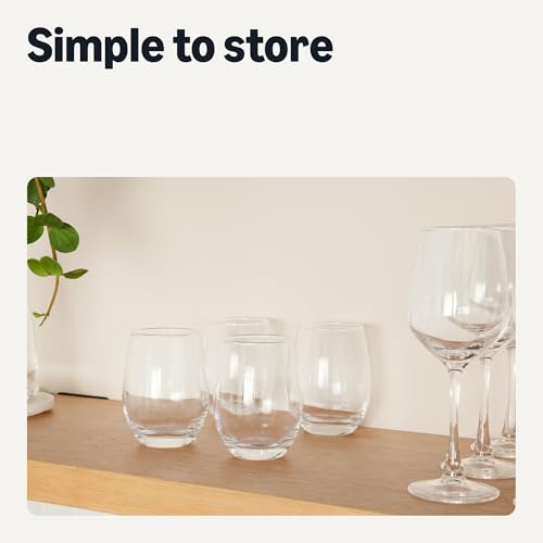 Amazon Basics Stemless White Wine Glasses, 14 oz., Dishwasher-Safe, 4-Piece Set - My Kitchen Products
