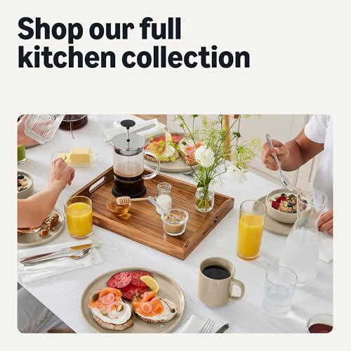 Amazon Basics Stoneware Coffee Mugs, 16 oz, 4-Piece Set, Gloss-Glazed, Stain-Resistant, Microwave, Freezer and Dishwasher-Safe, Linen Gray - My Kitchen Products