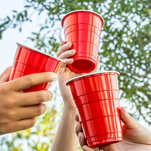 Amazon Basics Sturdy Disposable Plastic Party Cups for Cold Drinks, Red, 18oz, 50 Count, BPA-Free - My Kitchen Products