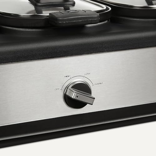 Amazon Basics Triple Slow Cooker with Ceramic Non-Stick Coating and Temperature Controls, 3 x 2.5 Quarts, Stainless Steel - My Kitchen Products
