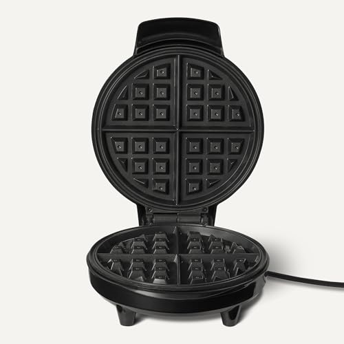Amazon Basics Waffle Iron, Mini Belgian Waffle Maker with Round 8-Inch Ceramic Nonstick Plate, Adjustable Browning Control, Cool Touch Handle, Vertical Storage, 8 Inches, Black - My Kitchen Products