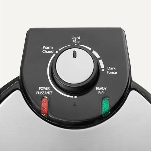 Amazon Basics Waffle Iron, Mini Belgian Waffle Maker with Round 8-Inch Ceramic Nonstick Plate, Adjustable Browning Control, Cool Touch Handle, Vertical Storage, 8 Inches, Black - My Kitchen Products