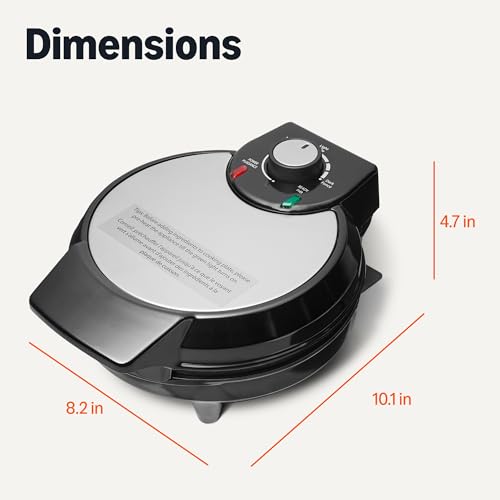 Amazon Basics Waffle Iron, Mini Belgian Waffle Maker with Round 8-Inch Ceramic Nonstick Plate, Adjustable Browning Control, Cool Touch Handle, Vertical Storage, 8 Inches, Black - My Kitchen Products