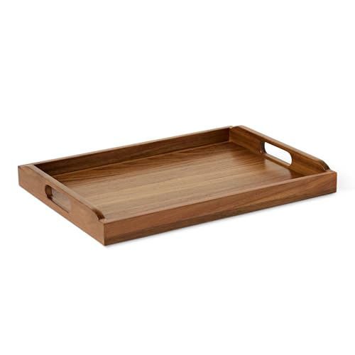 Amazon Basics Wooden Serving Tray with Built-in Handles, Acacia Wood, 17 x 12 in. - My Kitchen Products